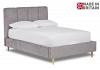 4ft6 Double Derry fabric upholstered bed frame,vertical lines shaped head end. 2